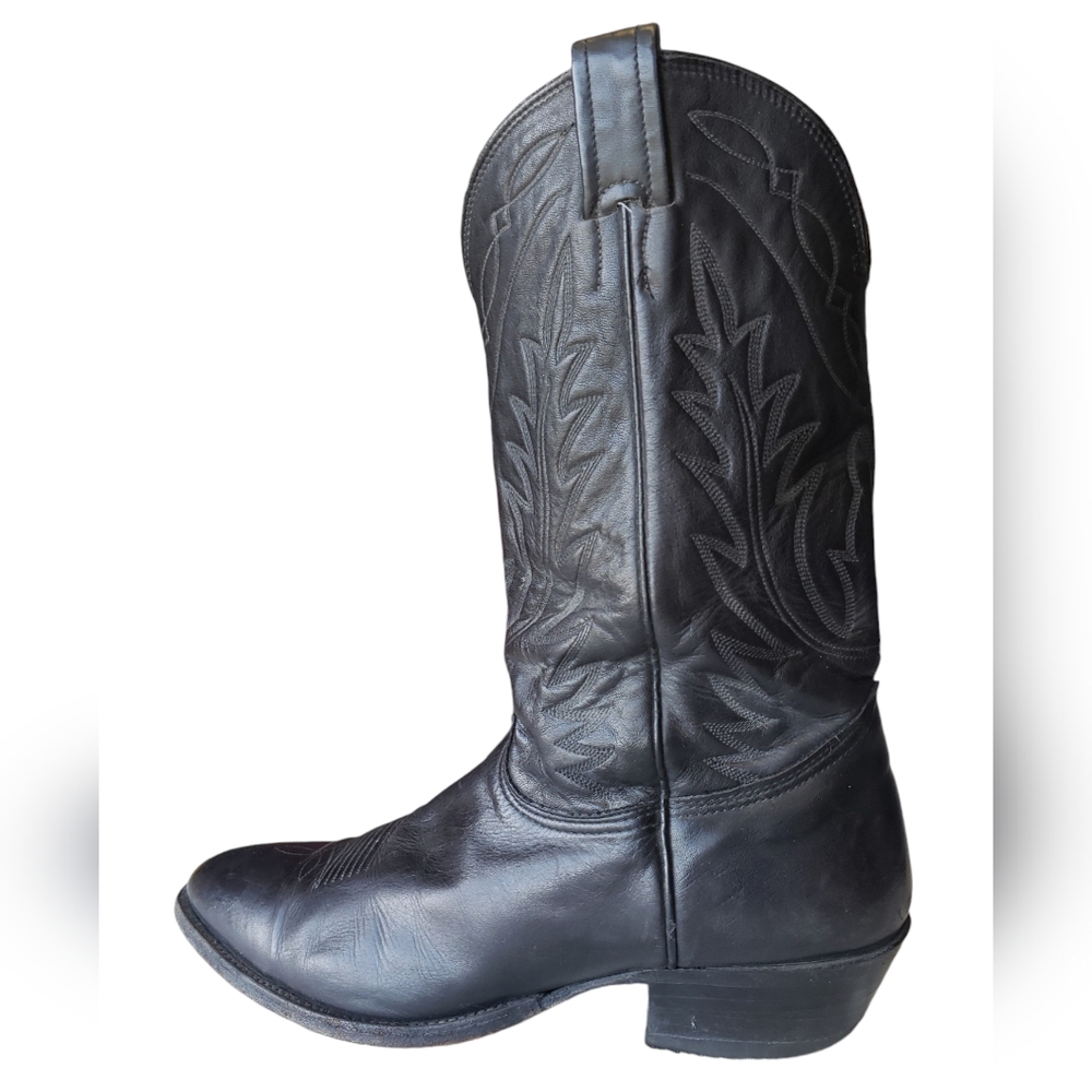 Nocona Cowboy Boots Exotic Genuine Leather Black Western USA Red Label Size 10D